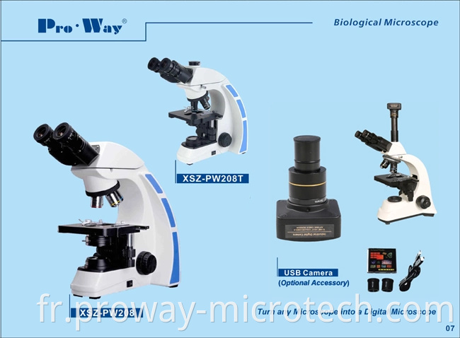 Microscope biologique trinoculaire à LED professionnel LED pour le laboratoire (XSZ-PW208T)